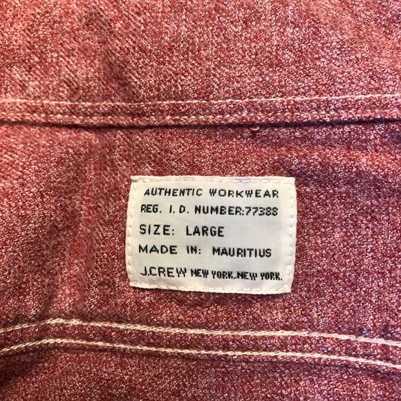 J Crew Flannel sz Large Vintage Retro Style Shirt Red Holiday Soft warm light - Picture 3 of 5